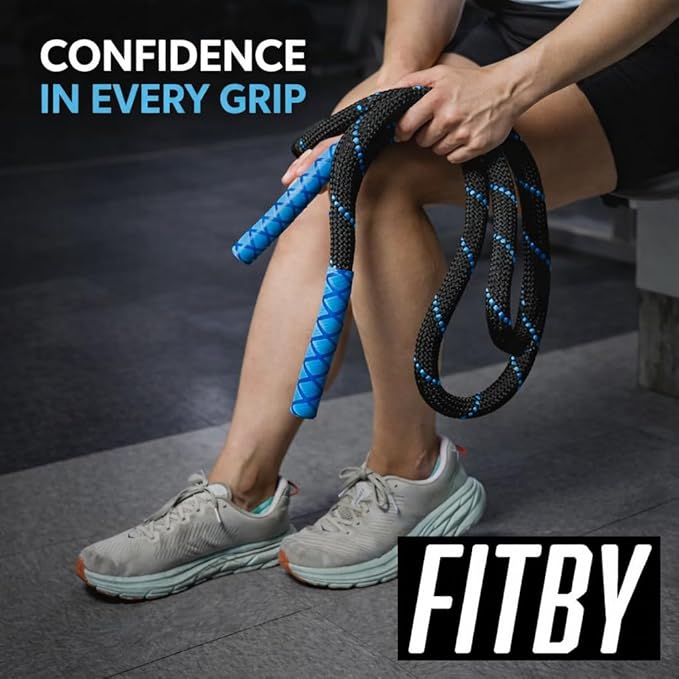 Weighted Jump Rope - 2.9lbs, 9.9 Feet Long Jump Ropes for Fitness, Home Workout Rope, Skipping Rope for Exercise, Total Body Workout Equipment, Durable Jumping Rope by Fitby