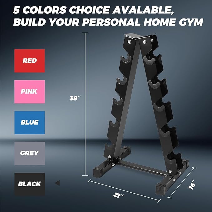 RitFit 250LB/300LB/350LB/550LB/650LB Rubber Hex Dumbbell Sets with Weights Rack, Multiple Color Choices Available, Great Gym Equipment for Home, Strength Training, Workouts