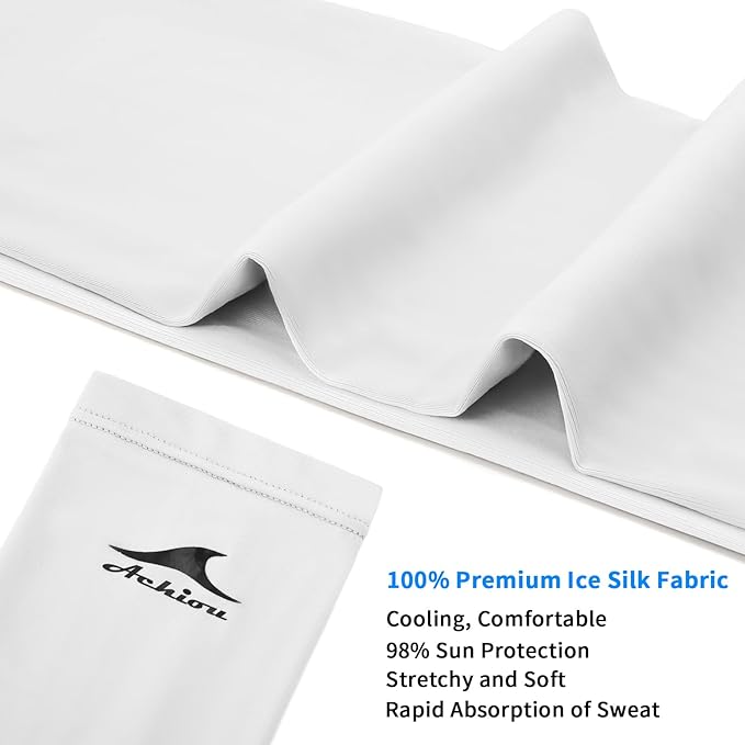 Achiou Cooling Ice Silk Arm Sleeves, Summer UV Sun Protection Compression Sleeves UPF 50+ for Women Volleyball Youth Sports