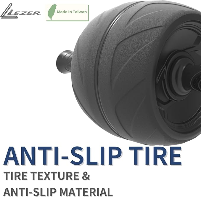 LEZER Ab Roller Wheel, Abdominal Workout, Extra Wide 5.5", Exercise Wheel, Home Gym Fitness Equipment, Core Strength, Muscle, Thick Knee Pad, Made In Taiwan Black