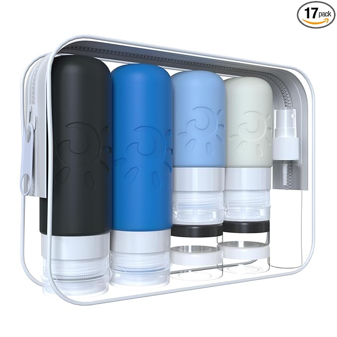 Zafit 18 Pack travel Bottles for Toiletries, TSA Approved Silicone Travel Containers Leak Proof Refillable Travel Accessories for Shampoo Conditioner Lotion Body Wash(Multicolored J)