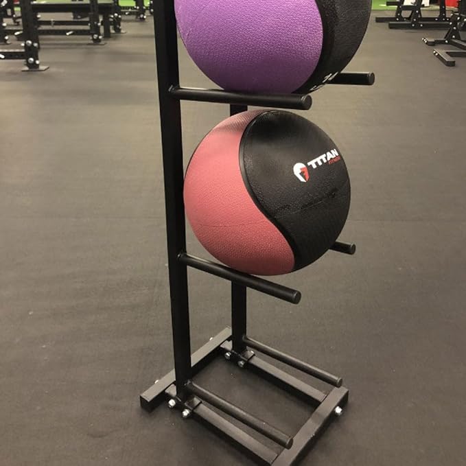 Titan Fitness Adjustable Medicine Ball Storage Tree, Holds 5 Med Ball for Strength Training, Muscle Driver, Sport Therapy, Core Strength, WOD