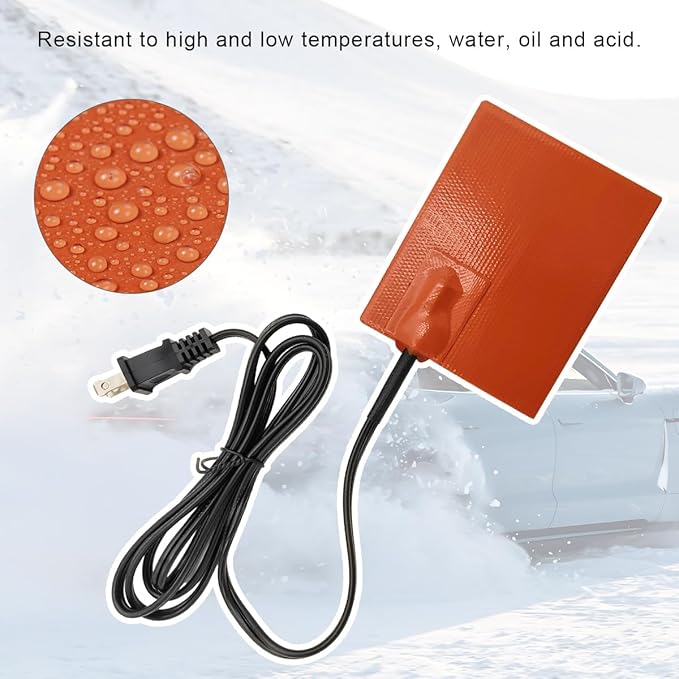 DXNQ 2 PCS Car Engine Heater Pad, 4"×5" Silicone Car Heating Pad with 68" Long Power Cord, 120V 150W Self-Adhesive Oil Pan Heater Pad for Metal Surface, Car Engine Heater Accessories