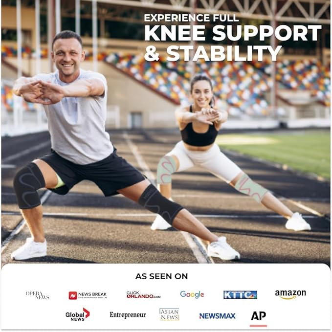 Modvel Knee Braces for Knee Pain Women & Men - 2 Pack Knee Brace for Knee Pain Set, Knee Brace Compression Sleeve, Knee Support for Knee Pain Meniscus Tear, ACL & Arthritis Pain Relief,Cream/Pink S