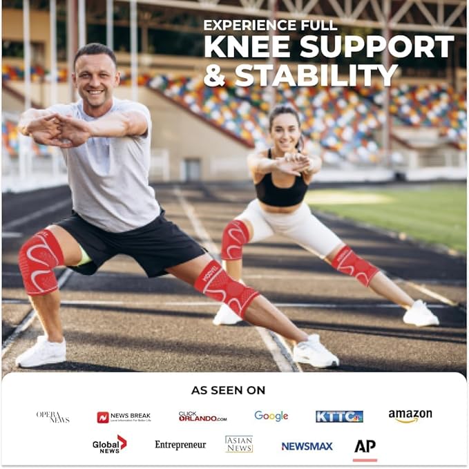 Modvel Knee Braces for Pain Women & Men - 2 Pack Knee Brace for Knee Pain Set, Knee Brace Compression Sleeve, Support for Pain Meniscus Tear, ACL & Arthritis Pain Relief,Orange XL