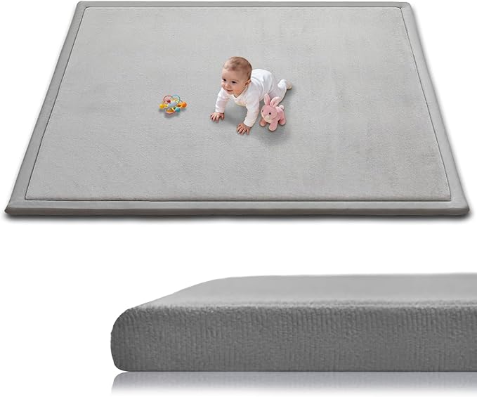RONGFA Baby Play Mat for Floor,1.3" Thick Elasti-Foam Playpen Mat for Tummy Time, Easy Care with Non-Slip Cushioned for Infant,Kids and Toddler Crawling
