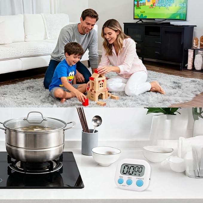 Digital Kitchen Timer, 6 Pcs White Classroom Timers for Kids Teacher, Magnetic Countdown Minute Simple Timer for Cooking Study Exercise Game Baking Reading Gym Meeting Work Task Classroom Organization