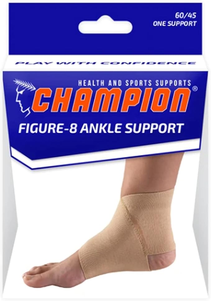 Champion Figure-8 Ankle Support, Light Elastic Compression Brace, Muscle Joint Recovery, Beige, 4X-Large