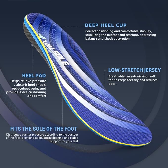 VALSOLE Plantar Fasciitis Arch Support Insoles,210lbs+ Heavy Duty Support Pain Relief Orthotics,High Arch Insoles,for Flat Feet,Arch Pain,Heel Pain Comfort Insoles,Work Boot Shoe Insole for Men Women