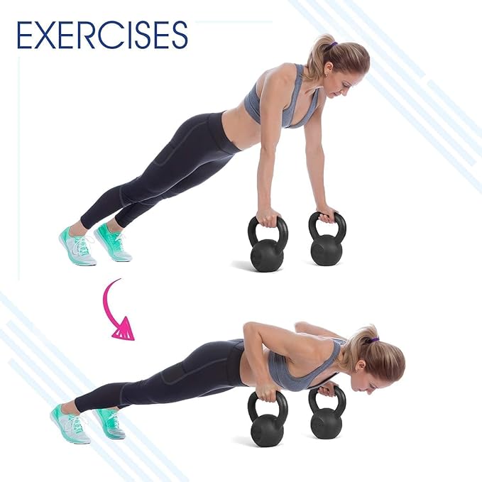 Yes4All Cast Iron Kettlebell, Strength Training Kettlebells 5-80 Lb (5,10,15,20,25,30,35,40,45,50,60,70,80 Lb) for Full Body Workout, Push up, Strength Training - Single & Kettlebell Set of 2 for Men