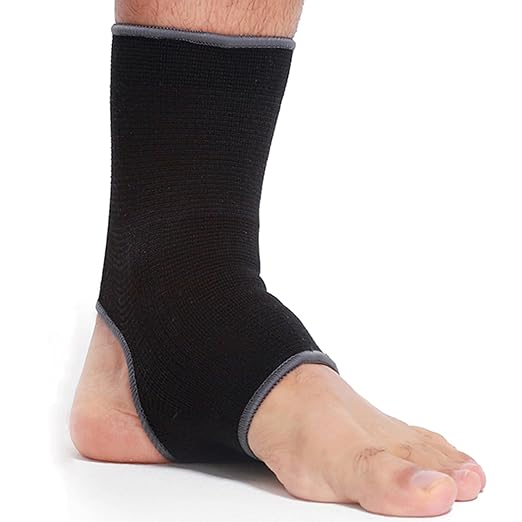 NEOTech Care Ankle Support Sleeve (1 Unit) - Open Heel, Light, Elastic & Breathable Knitted Fabric - Medium Compression - For Men, Women, Kids - Right or Left Foot - Black Color (Size L)