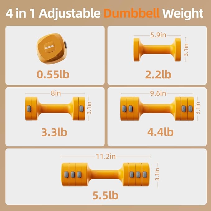 RUNWE 4 in 1 Adjustable Dumbbell Kettlebell Set for Women, Kettlebell Grip Converter, 2.2-5.5lb Fast Adjust Hand Weights for Postpartum Recovery & Beginner Strength Training, Pink, Space-Saving Home Gym