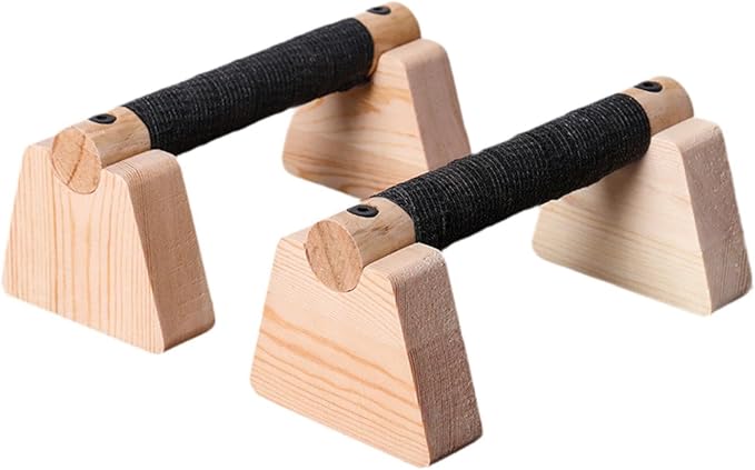 2 Pieces Push up Bar Wooden Parallettes Bar Pushup Handles Portable Anti Slip Push up Stand for Exercise Gymnastics Workout
