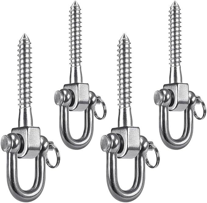 SELEWARE 4 Pack Swing Hangers Swing Set Hooks Stainless Steel Hammock Hooks for Porch Swing, Hammock Chair, Heavy Bag, Yoga Silk, Suspension Straps, Gymnastics Rings