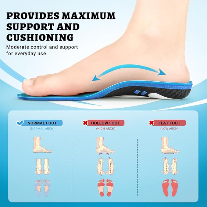 VALSOLE Plantar Fasciitis Insoles,210+ lbsHeavy Duty Support Pain Relief Orthotics,Insoles for Standing All Day,Work Boot Shoe Insole for Flat Feet,Orthotic Insoles for Men Women