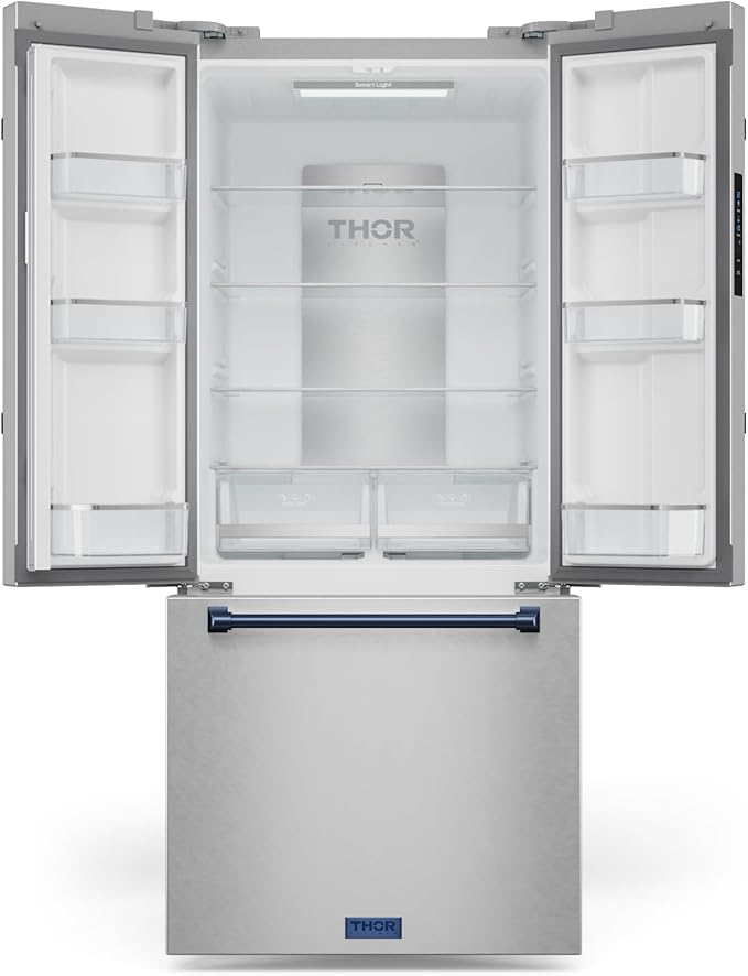 Thor Kitchen Gordon Ramsay 30 Inch 17.7 cu ft French Door Counter Depth Refrigerator with Ice Maker in Stainless Steel/Navy Blue