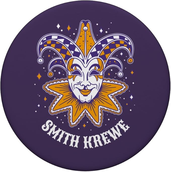 Colorful Mardi Gras Smith Krewe Family Fat Tuesday PopSockets Adhesive PopGrip