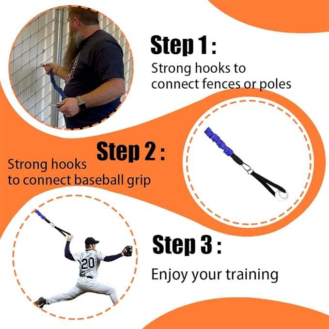 Baseball Resistance Trainer,Training Aid for Baseball Softball Pitchers,Interchangeable Grips to Build Arm Strength,Arm Bands for Baseball Players,Baseball Throwing Trainer,Great to Warm-Up