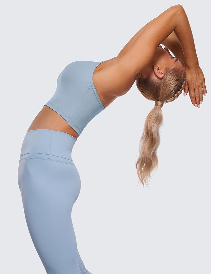 CRZ YOGA Butterluxe Y Back Crop Tank Tops for Women - Spaghetti Straps Racerback Padded Yoga Workout Longline Sports Bras