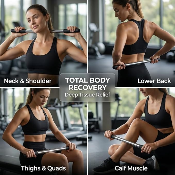 Muscle Roller Stick for Deep Tissue Massage & Myofascial Release | Cold Therapy Roller for Back, Legs, Arms, Shoulders | Massage Roller Stick (Black)