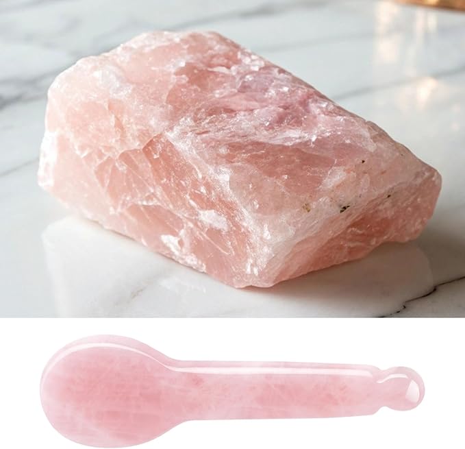 ideayard 100% Authentic Rose Quartz Eye Massager & Facial Acupressure Tool - Reduce Puffiness, Boost Skincare Absorption, Natural Crystal for Self-Care Rituals
