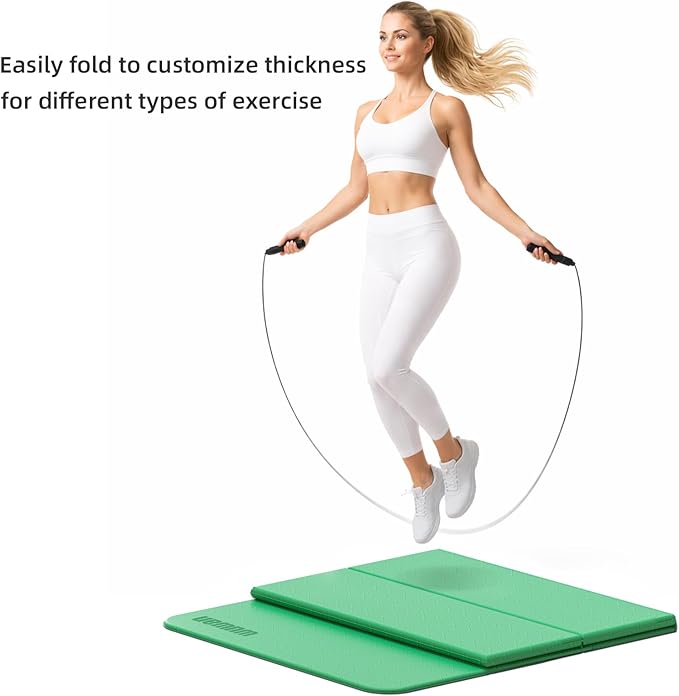Folding Yoga Mat Extra Thick 0.4 Inch, Foldable Yoga Mat 75 x 26 Inches, TPE Exercise Mat, 7-Panel Non Slip Cushioned Fitness Mat for Yoga, Pilates, Stretching, Home Workout