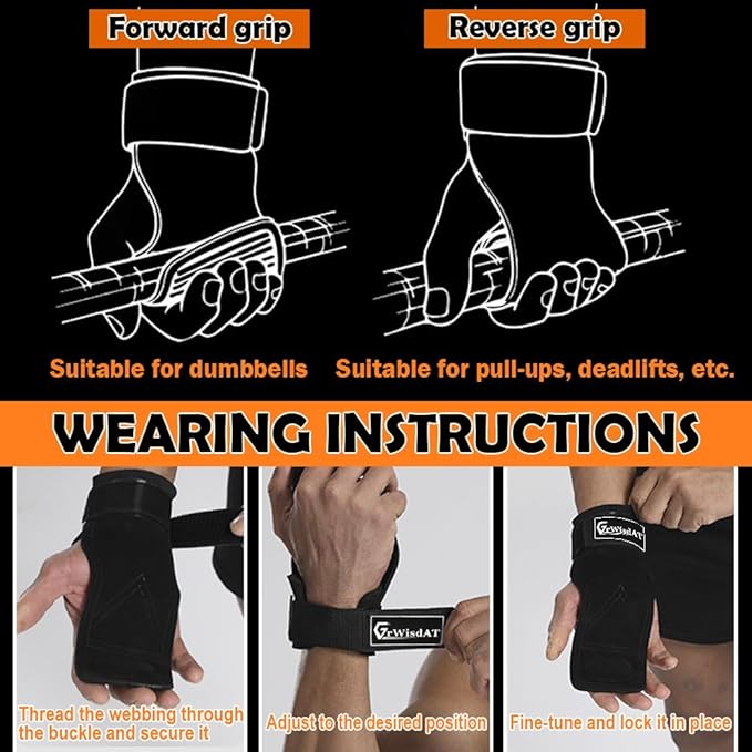 Weight Lifting Wrist Strap, Double Layer Leather Lifting Grips Adjustable Weightlifting Straps for Working Out Pull Up Deadlifting Shrugs (Pair)