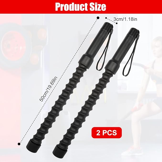 Ropeless Battle Ropes 2 Pcs Battle Rope Sticks Cordless Battle Ropes Ropeless Jump Rope Battle Rope Sticks for Home or Gym Style-A