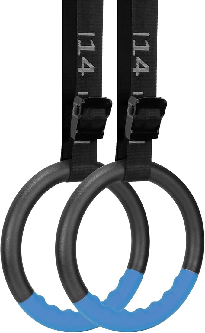 Teamaze Gymnastic Rings with 15 FT Adjustable Straps Non-Slip Gymnastics Rings Pull Up Workout Rings for Home Gym Exercise, Training