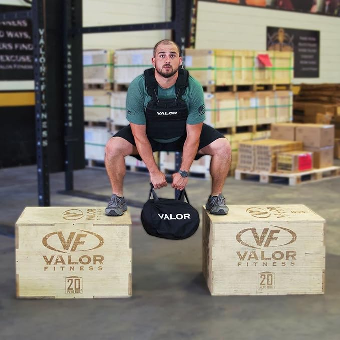 Valor Fitness Plyo Box - Wooden Plyometric Jump Box for Strength and Conditioning Training Box Jump (20” x 24” x 30”) and (18” x 20” x 24”)