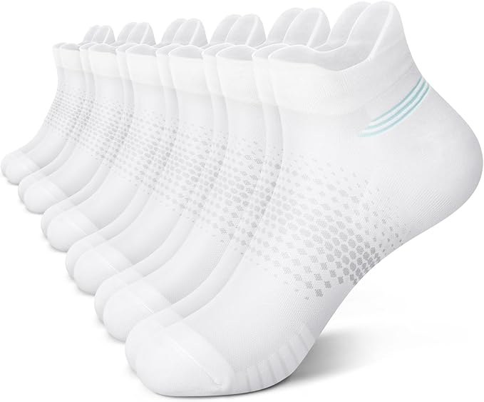 PAPLUS Ankle Compression Socks for Women 6 Pairs, Running Socks with Heel Tab, Cushioned Low Cut Athletic Socks