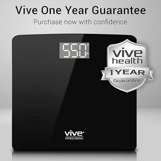 Vive Smart Body Weight Scale (550lbs Capacity) - Heavy Duty Bariatric Digital Scale for BMI - Plus Size, Large Display - Bathroom Device for Health Extra Wide Base & Smartphone Connectivity