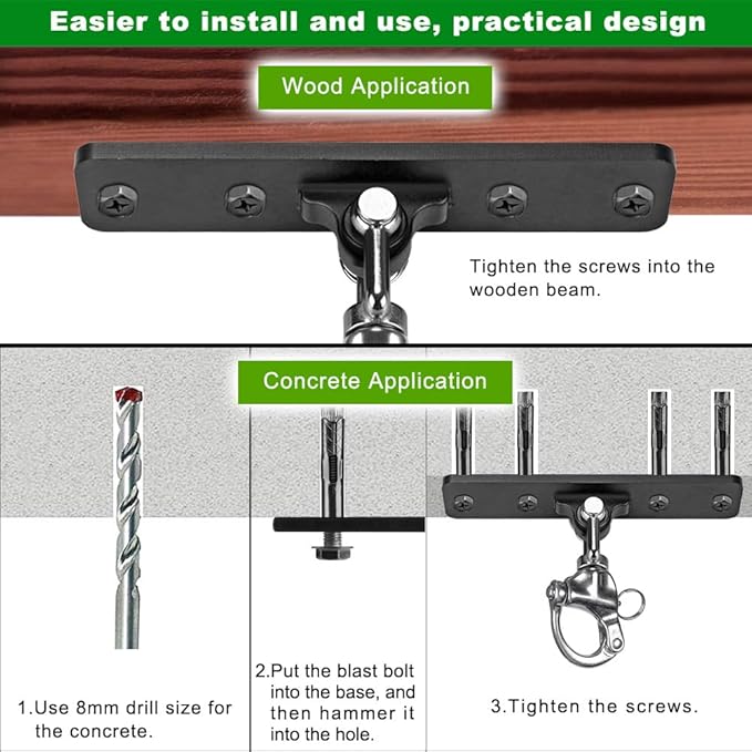 Dolibest Heavy Bag Hangers Brackets, Punching Bag Hangers, Heavy Bag Ceiling Mount for Body Weight Strength Training Systems, Aerial Yoga Swing & Hammock, Resistance Band