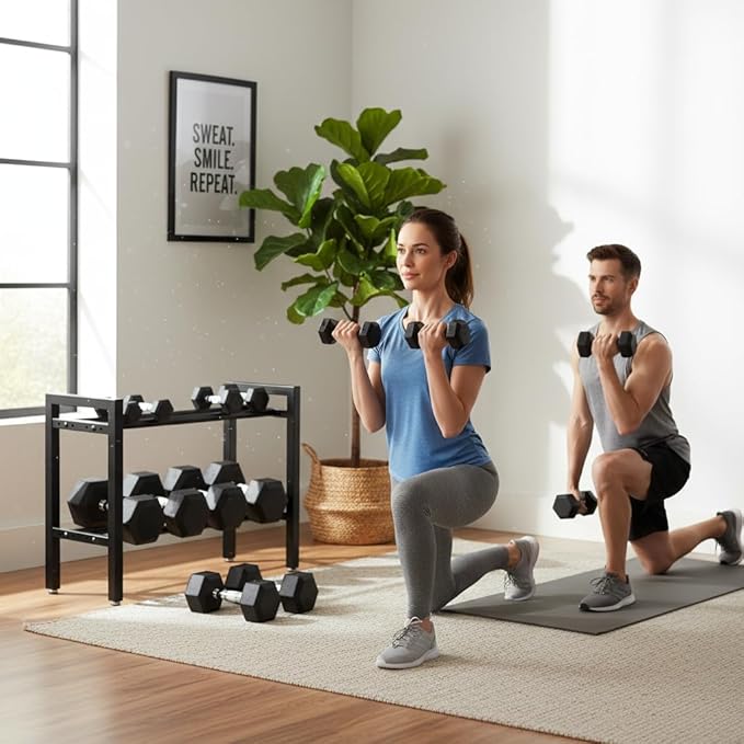 Dumbbell Rack, Adjustable 2-Tier Weight Rack for Home Gym, Compact Small Dumbbell Storage Rack for Dumbbells, Kettlebells and Weight Plates