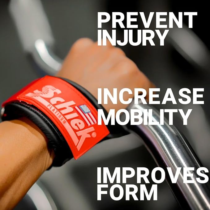 Schiek Sports Model 1907 Platinum Edition Ultimate Grips - 3 in 1 Weight Lifting Straps Wrist Wraps and Grip Pads - Secure Non Slip Control and Comfort for Strength Training