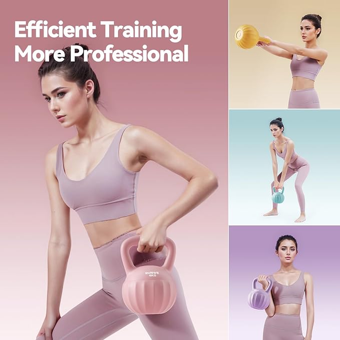 RUNWE Kettlebell Weight for Women and Men (Sold in Single Not in Set) Multiple Weight & Color Options from Beginners to Pros Hand Weight Core Strength Training