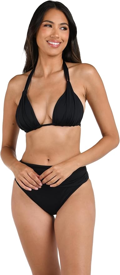 Island Goddess Rouched Halter Bikini Swimsuit Top