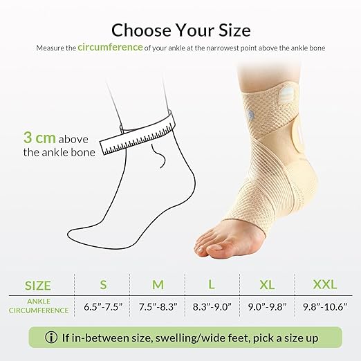 ZOELION Ankle Brace Compression Support with Removable Fishnet Strap, 3D Knit Plantar Fasciitis Relief Achilles Tendonitis Brace, Ankle Compression Sleeve for Pain Relief & Injury Healing, Beige/L