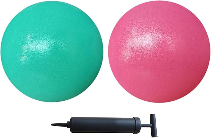 AppleRound Exercise Ball with Pump, 9-Inch Small for Pilates, Yoga, Core Stability - Choose: [Pack of 1 Ball + 1 Pump] or [Pack of 2 Balls + 1 Pump]
