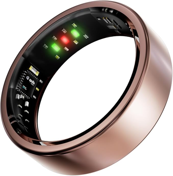 Titanium Smart Ring, Sleep & Activity Tracking Ring with Heart Rate, HRV, Stress Insights, 7-Day Battery Life, No Subscription, IP68 Waterproof, iOS & Android Compatible (Rose Gold, 11)