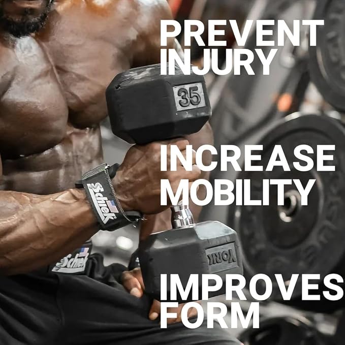 Schiek Sports Model 1907 Platinum Edition Ultimate Grips - 3 in 1 Weight Lifting Straps Wrist Wraps and Grip Pads - Secure Non Slip Control and Comfort for Strength Training