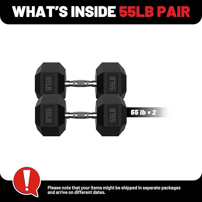 PAPABABE Hex Dumbbell Set with Rubber Grip 2.5-125lb, Odorless Rubber Coated Weight Fixed Dumbbells Set of 2, Weights for Women at Home, Hand Weights for Home Gym & Strength Training,Pesas Para Ejercicios
