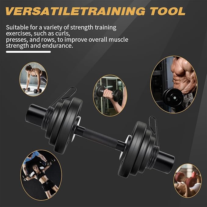16" Olympic Dumbbell Handles, Pair Loadable Dumbbell Bars for 2-inch Weight Plates with Rotating Sleeves & 4 Spring Collars, Home Gym Strength Training