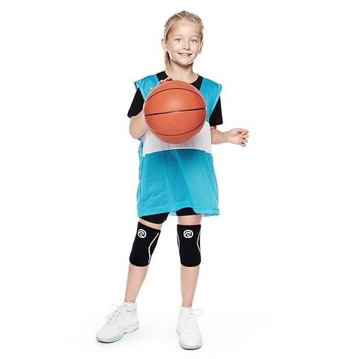 Rehband Kids Knee Sleeve made from 5mm Noprene, Knee Brace - Youth Girls & Boys Compression Knee Brace for Sports: Football, Hockey, Basketball or Running, Colour:Black, Size:Medium