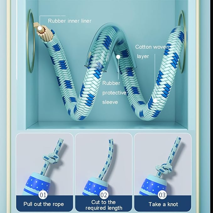 Kids Jump Rope Skipping Rope for Kids -Adjustable Cotton Jumping Ropes with Wooden Handle,Light Weight for Fitness Workout Exercise Outdoor Activity