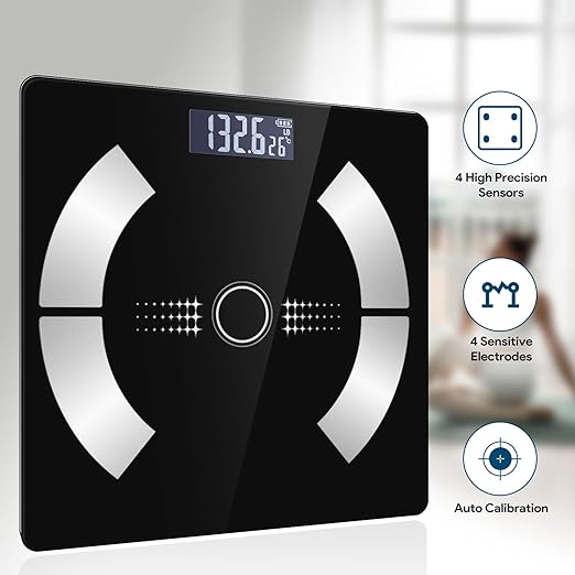 Body Fat Scale, Smart Weight Scale, Digital Bathroom Scale with Bluetooth functionality, Capable of Analyzing Body Fat, Muscle Mass, Water Content, and Bone Mass.