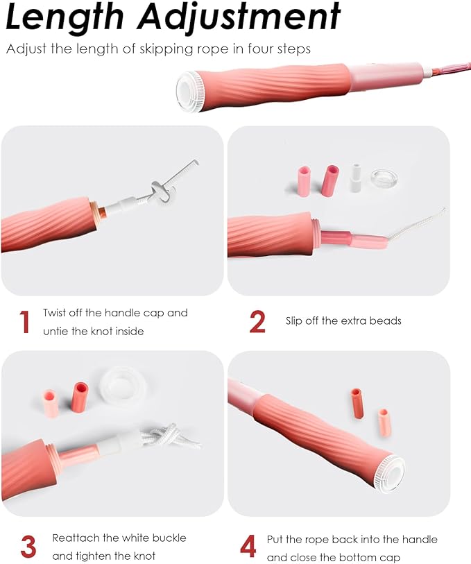 2 Pack Beaded Jump Rope for Kids, Upgraded Segmented Jumping Rope for Workout, Adjustable Skipping Rope Speed Rope for Men & Women, Tangle-Free Kids Jump Rope with Soft Non-slip Handles