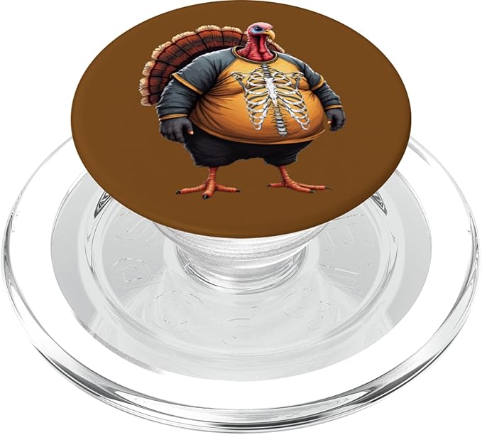 Fat Turkey Wearing Skinny Bones Costume Funny Thanksgiving PopSockets PopGrip for MagSafe