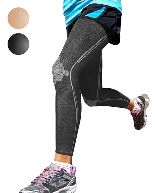 Sparthos Full Leg Compression Sleeves - Braces for Calf, Knees and Thigh, Recovery, Support for Sports, Running, Basketball Lifting Weightlifting - Anti Slip - for Men and Women (Black-M)