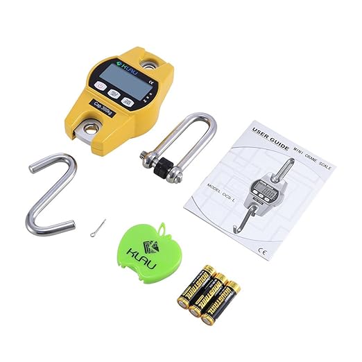 Klau Mini Hoist 300 kg / 600 lb Crane Scale Industrial Heavy Duty Digital Hanging Scales Yellow for Home Farm Factory Hunting